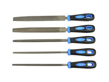 Geko 5pcs komplekts rupjām failēm G40071, 200mm, kvadrāts, plakans, 3 kvadrāti, pusapaļš, apaļš (G40071)
