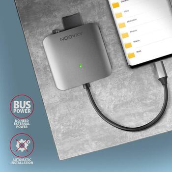 Axagon Читатель карт памяти CRE-S3C, USB 3.2 Gen 1, 3 слота, поддерживает CF, MicroSD, MicroSDHC, MicroSDXC, SD, SDHC, SDXC (CRE-S3C)