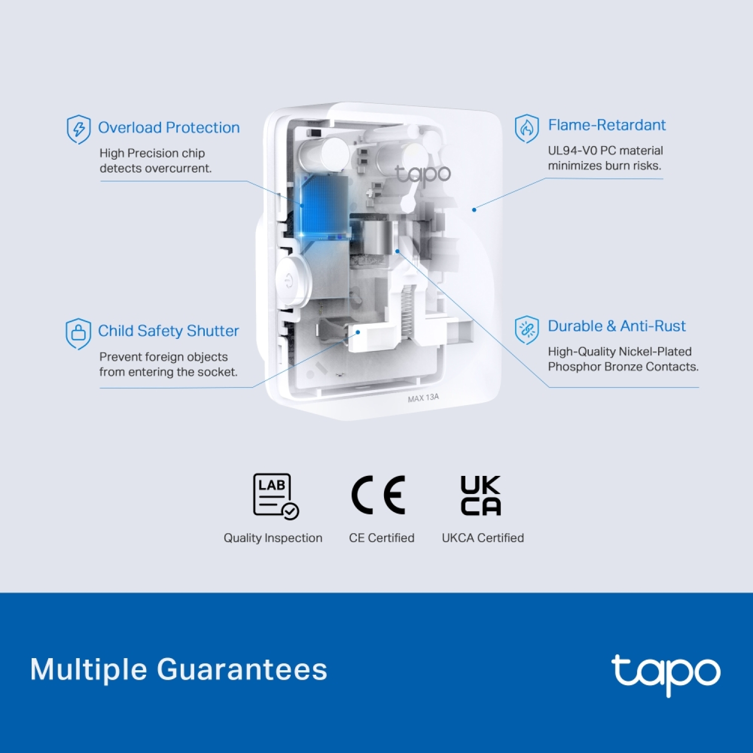 TP-Link Tapo P110M умная розетка, 13A, 2990W, 2.4GHz WiFi, Matter, контроль энергии, компактная (Tapo P110M)