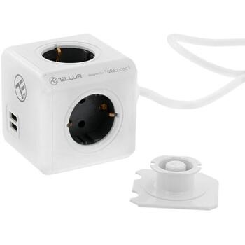 Tellur Удлинитель TLL151111, 4 розетки, 2xUSB, 1.5m, 60W, защита безопасности, алюминий (TLL151111)