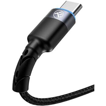 Tellur USB kabelis uz Type-C LED, TLL155363, 1.2m, 5V/3A, 480Mbps, neilons, ātrā uzlāde (TLL155363)