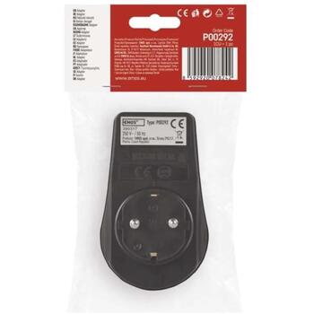 Emos Розетка с выключателем P00292, 1x2P+PE, 3 680 W, IP44, черный, защита от детей (P00292)