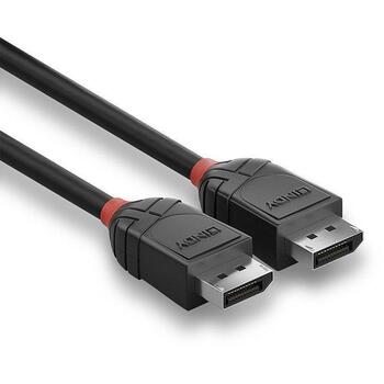 Lindy DisplayPort kabelis 36492, 2 m, 30AWG, 4K 4096x2160@60Hz, 21.6Gbps, melns, PVC, taisns kontakts, 1 pc (36492)