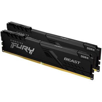 Kingston Оперативная память (RAM) Fury Beast KF432C16BBK2/16, 16 ГБ, 3200 МГц, 1.35 В, комплект из 2 модулей, CL17 (KF432C16BBK2/16)