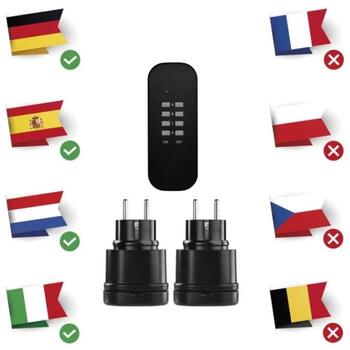 Emos Розетки с дистанционным управлением P0068, 1x2P+PE, IP44, 3000W, до 30м, до 4 розеток, защита от детей (P0068)