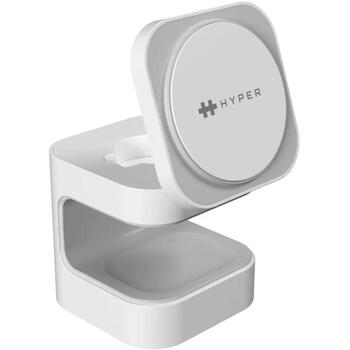 Hyper Беспроводная зарядка HJ3320WHGL, 15Вт, 1м USB-C кабель, 7x7x7.9см, Qi2 (HJ3320WHGL)
