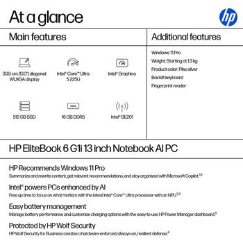 HP EliteBook 6 G1i 13 ноутбук AD3A4ET#ABB, Intel Core Ultra 5 225U, 16GB DDR5, 512GB SSD, 13.3