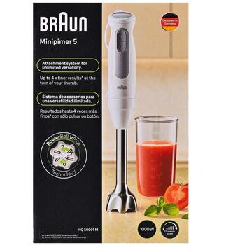 Блендер Braun MultiQuick 5 MQ 50001M, 1000 Вт, 0,6 л, 21 скорость, лезвия из нержавеющей стали, эргономичная ручка (0X22111507)