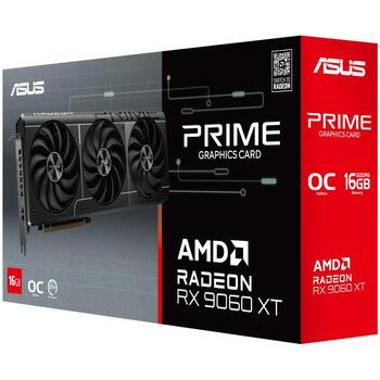 Asus Video karte PRIME-RX9060XT-O16G 16GB GDDR6, PCIe 5.0, 7680 x 4320, 3 ventilatori, 2.5 slots, HDMI 2.1b, DisplayPort 2.1a (PRIME-RX9060XT-O16G)