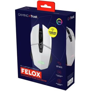 Trust USB оптическая мышь GXT 110 FELOX 25069, 4800 DPI, 6 кнопок, RF беспроводная, аккумулятор, многоцветная подсветка (25069)