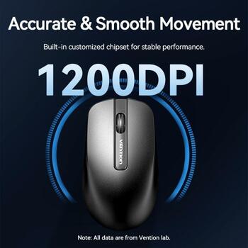 Vention USB оптическая мышь KTABG, 1200DPI, 3 кнопки, 1.5м кабель, универсальная, черная (KTABG)