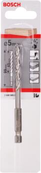 Urbis kokam, 6-kanta kāts Ø 5 mm, 98,5 mm, Urbjmašīnām/skrūvgriežiem, triecienurbjmašīnām/triecienskrūvgriežiem HSS SPIRĀLURBIS, 2608595521, BOSCH (2608595521)