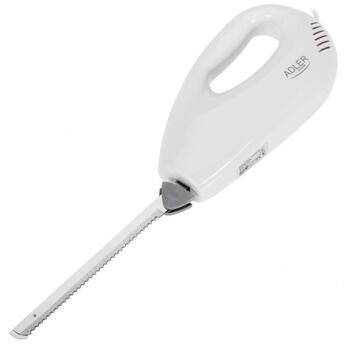 Adler Электрический нож AD 4512, 200 W, 850 g, Нержавеющая сталь, 2 ножа, 29 см длина лезвия, 1 м шнур питания, Белый (AD 4512)
