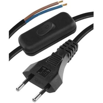 Emos Кабель питания S09272, 2м, 2x0,75мм2, черный, PVC, выключатель, 1 шт. (S09272)