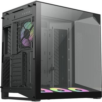 Gamemax Корпус NEX C56 VC BK, 30см x 44.6см x 44.8см, 7 слотов расширения, 2 x USB 3.2 Gen 1, 1 x USB-C 3.2 Gen 2, 1 x наушники (NEX C56 VC BK)