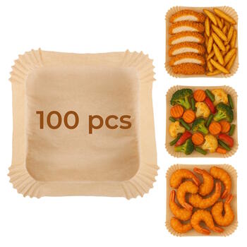 Universālas kvadrāta cepšanas papīra formas gaisa friteriem 100 gab 23×23×4.5 cm AD6733 Adler (AD 6733)