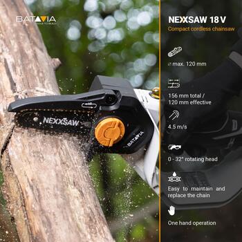 Batavia Цепная пила 7064270, 18V, 1.64кг, поворотная голова, ручная смазка, режет до 12см (7064270)