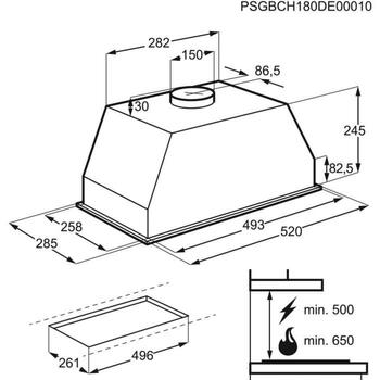 AEG DGB2531M встраиваемая вытяжка, 52см, 440/195 м³/ч, 67/51 дБ, LED, 2 лампы, механический переключатель (DGB2531M)