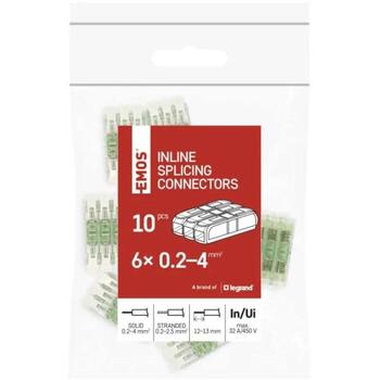 Emos соединитель A9113, 32 A, 450 V~, 0,2–4 mm2, 10 шт. в упаковке, практичная упаковочная система (A9113)
