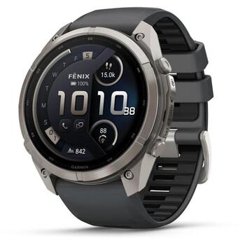 Garmin смарт-часы Fenix 9 Pro 010-04337-21, 1,5-дюймовый AMOLED, 466x466 пикселей, 64 ГБ, 31 день, 744 ч, 10 ATM, титановый корпус (010-04337-21)