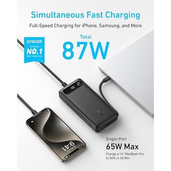 Anker Power Bank A1383H11, 20000 мАч, 65W, черный (A1383H11)