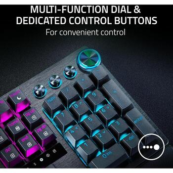 Razer Spēļu klaviatūra Huntsman V3 Pro RZ03-04970100-R3M1, vadu, US QWERTY, analogie optiskie slēdži Gen-2, RGB Chroma, PBT (RZ03-04970100-R3M1)
