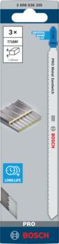 3 figūrzāģa asmeņi T 718 BF Bimet., Figūrzāģiem PRO METAL SANDWICH T718BF FIGŪRZĀĢA ASMENS, 2608636335, BOSCH (2608636335)