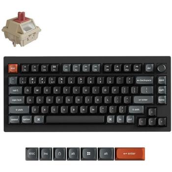 Keychron V1 Ultra 8K bezvadu mehāniskā klaviatūra 75% 2.4GHz Bluetooth 5.3 USB-C 8000Hz Hot-Swap RGB melna V1U-D1 (V1U-D1)