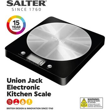 Salter Кухонные весы 1036 UJBKDREU16, 5кг, нержавеющая сталь, черный, добавить и взвесить, метрические и имперские единицы (1036 UJBKDREU16)