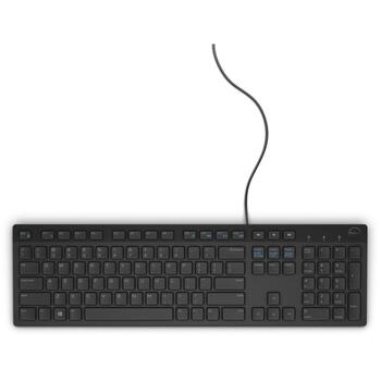 Dell KB216 клавиатура 580-ADHK, USB, QWERTY, черный, горячие клавиши, полноразмерная, компактная, прочная (580-ADHK)