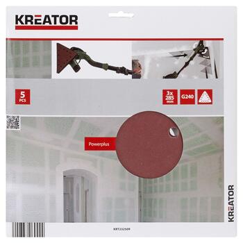 Наждачная бумага для дельташлифмашины 3х285мм, G240 (5шт.) Kreator (KRT232509)