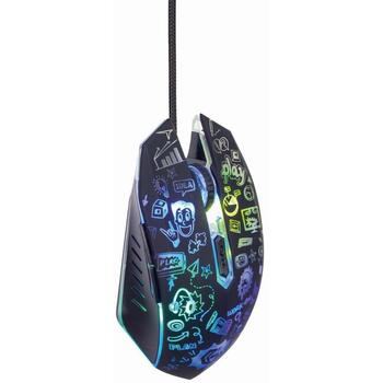 Gembird USB datorpele MUS-6B-GRAFIX-01, 6 pogas, 3600 DPI, optiskā, ergonomisks, multicolor apgaismojums (MUS-6B-GRAFIX-01)