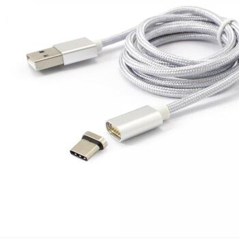 Sbox USB кабель MAGNETIC-TYPEC, 1м, до 480 Mbit/с, серебристый, плетеный корпус, никелевые разъемы (MAGNETIC-TYPEC)