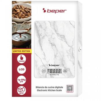 Beper Кухонные весы P102BIL004, 1г, 5кг, ЖК-дисплей, сенсорные кнопки, функция тарирования, автоматическое отключение (P102BIL004)