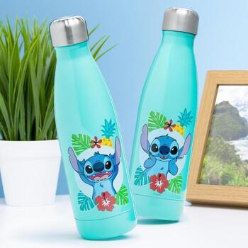Paladone Ūdens Pudeli PP10960LS, 460ml, nerūsējošais tērauds, zils/tropisks Stitch dizains, oficiāli licencēts Disney produkts (PP10960LS)