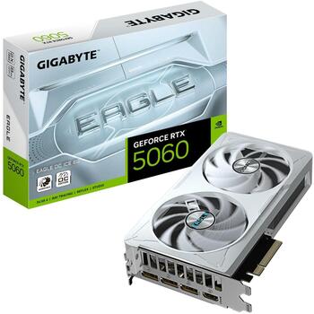 Gigabyte Видеокарта GV-N5060EAGLEOC ICE-8GD, 8GB GDDR7, 128 бит, PCI-E 5.0, 2550 МГц, 3 x DisplayPort, 1 x HDMI (GV-N5060EAGLEOC ICE-8GD)