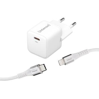 Intenso strāvas adapteris 7803052 30 W, 100-240 V, 1 USB Type-C, ātrā uzlāde, 1.5 m USB-C uz Lightning kabelis, balts (7803052)