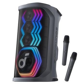 Bluetooth 200W Karaoke Bluetooth Partybox sistēma ar 2 bezvadu mikrofoniem un viedo dziesmas vārdu noņemēju Melns A31A3012 Anker (A31A3012)