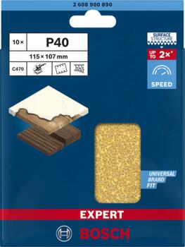 C470 slīppapīrs, kokam 115x107,G40,10gab., Orbitālajām slīpmašīnām EXPERT C470 SMILŠPAPĪRS, 2608900890, BOSCH (2608900890)