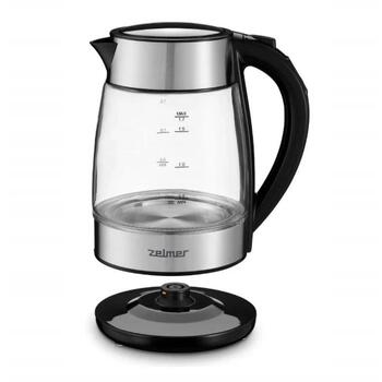 Zelmer ZCK8026 электрический чайник, 71504818P, 1.7л, 2200Вт, 4 темп., стекло/нерж. сталь, черный/прозрачный, автоотключение (71504818P)