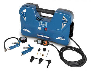 Kompresors Aircase 1100W, 2L, 8bar, 180 l/min bez eļļas 5906118901 Scheppach (5906118901)