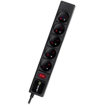 Tracer Удлинитель TRALIS46844, 3м, 5 розеток, 2300Вт, 220В, механический выключатель, защита от перенапряжения (TRALIS46844)