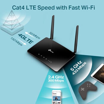 TP-Link маршрутизатор Archer MR202, AC750, 4G LTE, 750 Mbps, 2.4/5 GHz, 3x LAN, 1x LAN/WAN, Nano SIM, 2 антенны (ARCHER MR202)