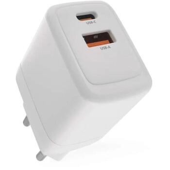 Emos Универсальное USB настенное зарядное устройство GaN V02G20, 20 Вт, 100-240 В, 2xUSB, быстрая зарядка, защита от перегрузки (V02G20)