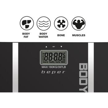 Beper Vannas istabas svari 40.808A, 180kg, 10 lietotāju atmiņa, LCD displejs, automātiska izslēgšanās (40.808A)