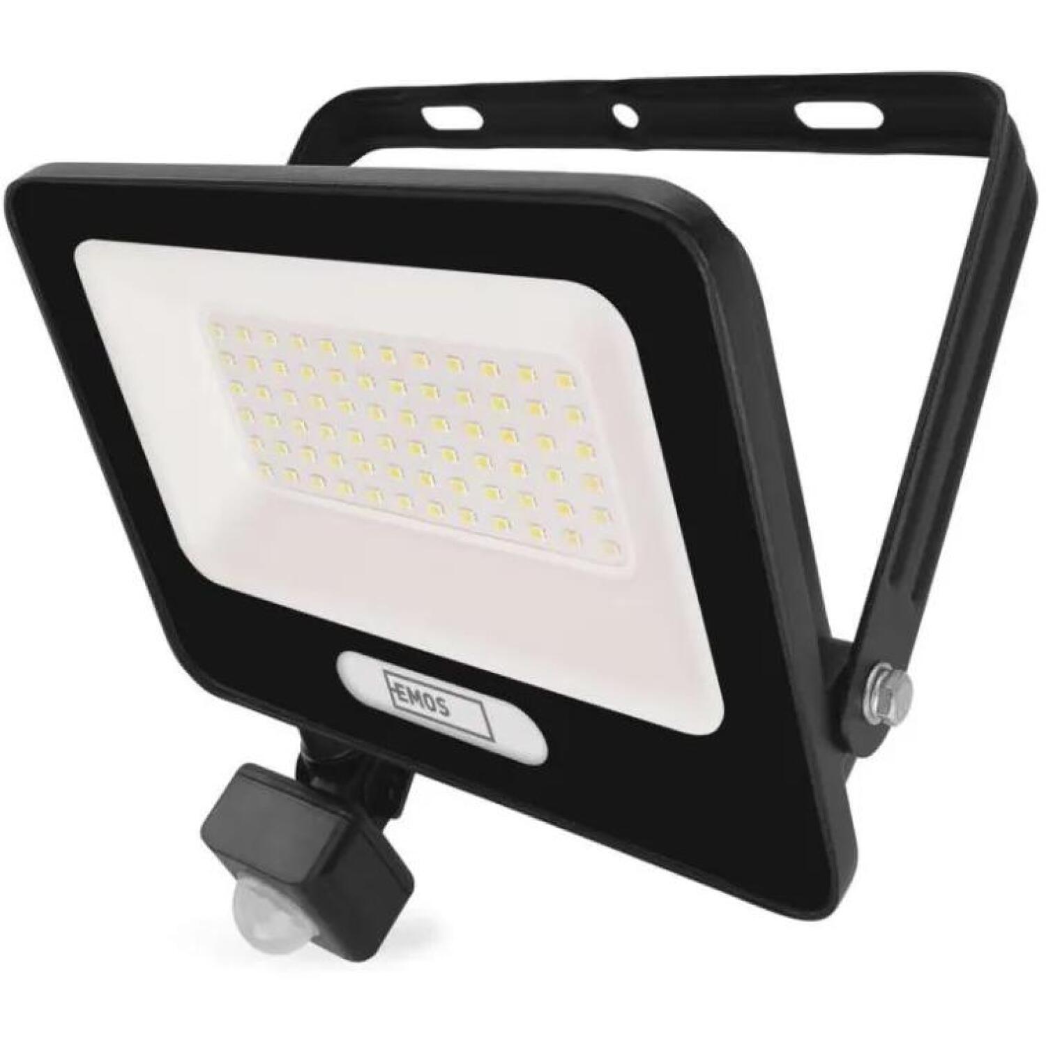 Emos LED прожектор GLARO ZS2344B, 50 W, 5000 lm, IP54, нейтральный белый, PIR датчик, алюминий, стекло (ZS2344B)