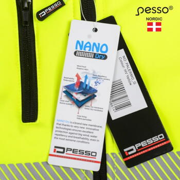 Pesso augstas redzamības softshell jaka Palermo PALERMOG3XL, 3XL, dzeltena/melna, 8000 mm, 5000 g/m²/24 h, 310 g/m² (PALERMOG3XL)