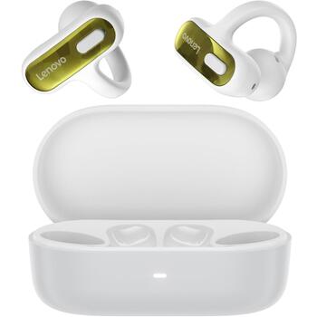 Lenovo наушники X500 GXD1U68428, 20-20k Гц, 16 Ом, 11 мм, -38 дБ, Bluetooth 6.0, 10 м, 20 ч, встроенный микрофон, клипса, белый (GXD1U68428)
