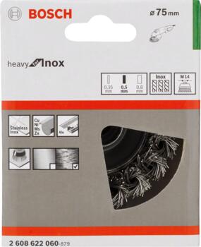 Metāla suka leņķa slīpmaš D 75 mm, 1 gab.,nerūs.tēr, Mazām leņķa slīpmašīnām PRO STAINLESS STEEL HEAVY STIEPĻU SUKA, 2608622060, BOSCH (2608622060)