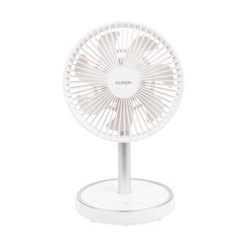 Eurom Vento Cordless Telescopic bezvadu teleskopiskais ventilators telpu dzesēšanai 10W akumulators oscilācija 4 ātrumi pārnēsājams balts (384635)
